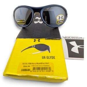Under Armour UA Glyde Sunglasses Navy Blue Gray 8600043-8801 New w Box